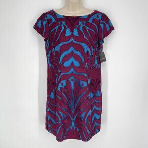 Nanette Lepore NEW Lucky Number REVOLVE Dress 12 Mulberry Lace Cyan Silk Lined